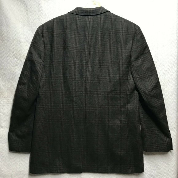 Bill Blass Mens Green herringbone tweed Wool Sport Coat Blazer Jacket 42 - Picture 8 of 12